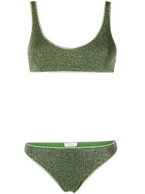 NWOT Oseree Lumiere Metallic Sporty Bikini in Green